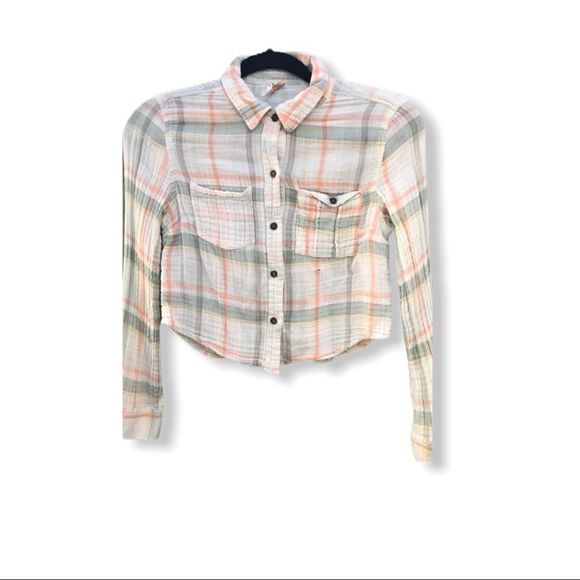 Free People Plaid Cotton Crop Shirt‎ - Picture 8 of 8